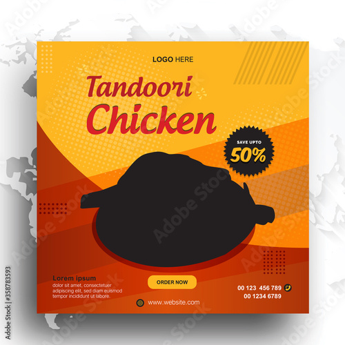 Tandoori Chicken social media banner template
