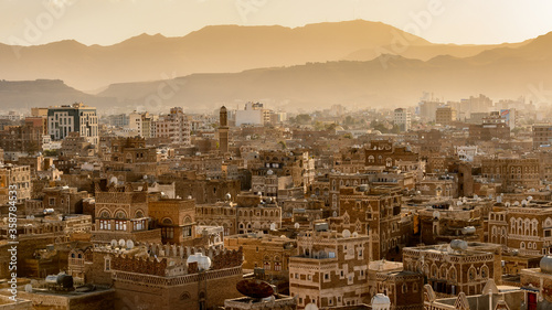 Obraz na płótnie Architecture of the Old Town of Sana'a, Yemen. UNESCO World heritage w salonie