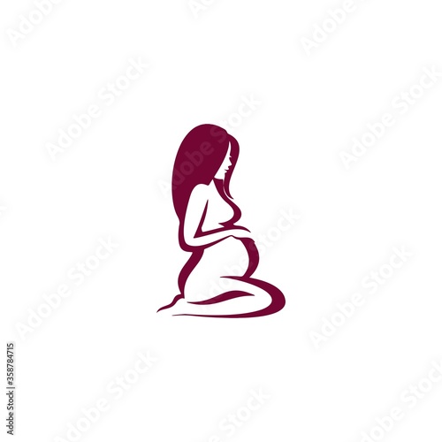 Woman Pregnant, silhouette icon. Vector illustration. Flat.