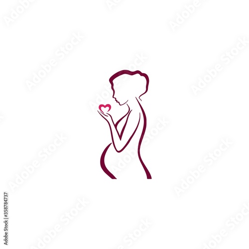 women pregnant logo vector icon template