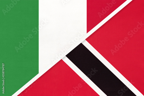 Italy and Trinidad and Tobago, symbol of two national flags from textile. Championship between two countries.