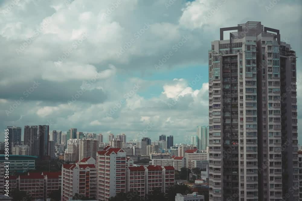 4K Cloudy day Timelapse of Singapore Buildings. Fast pace modern day living in Asia monsoon season 4K Cloudy day Timelapse of Singapore Buildings. Fast pace modern day living in Asia monsoon season