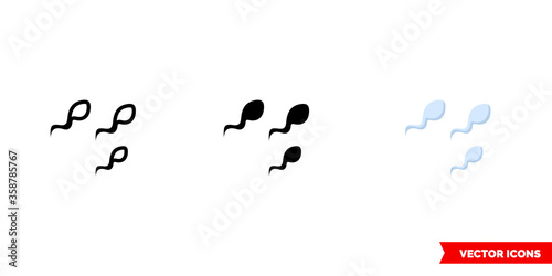 Sperm icon of 3 types. Isolated vector sign symbol.