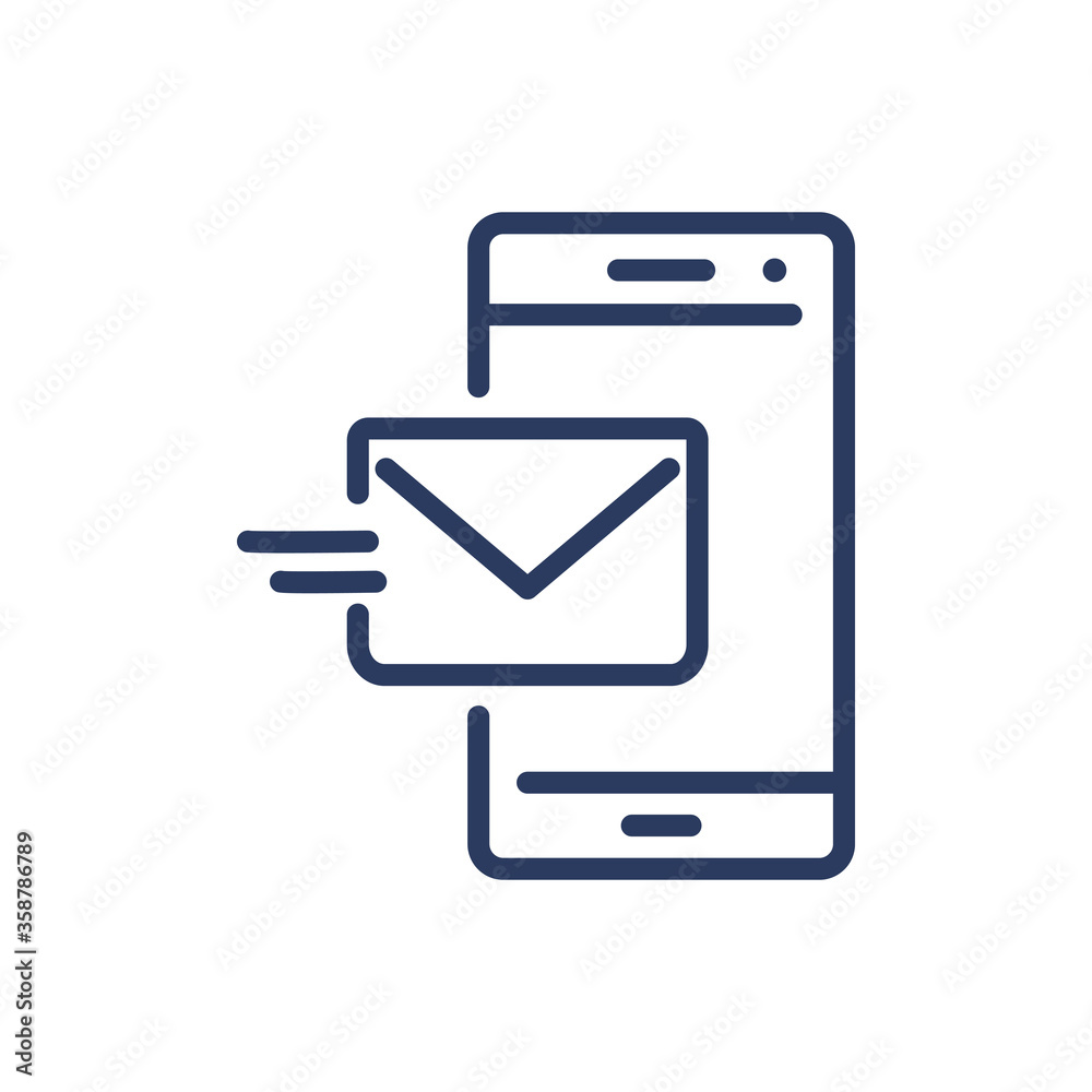 New message thin line icon. Smartphone, receiving letter, envelope isolated outline sign. Communication, messenger, email concept. Vector illustration symbol element for web design and apps New message thin line icon. Smartphone, receiving letter, envelope isolated outline sign. Communication, messenger, email concept. Vector illustration symbol element for web design and apps