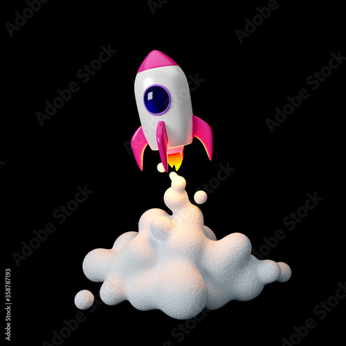 Naklejka Space rocket launch. 3d render