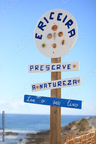 Ericeira preserve nature take your trash sign photo