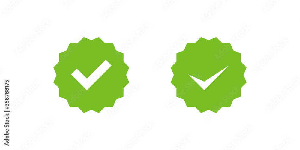 Checkmark right symbol tick icon in flat style. Profile verification set vector - obrazy, fototapety, plakaty 