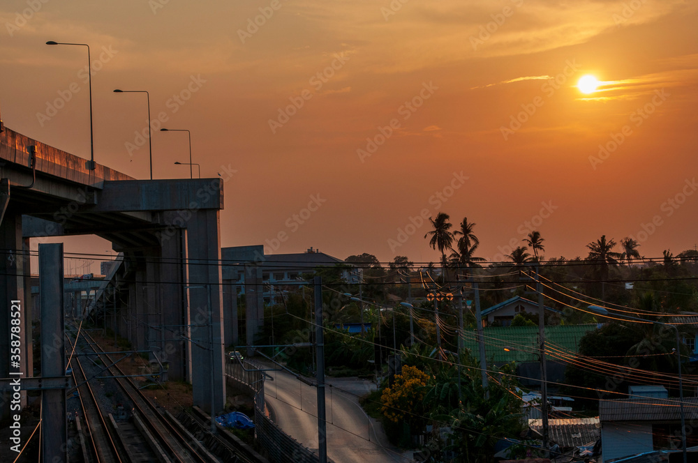 sunset over the bridge