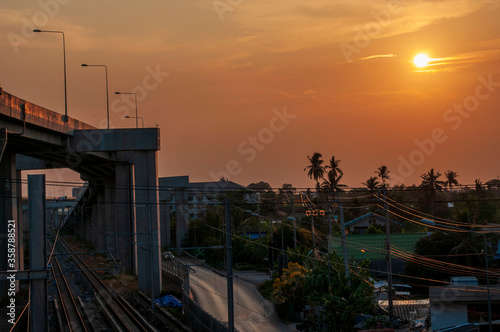 sunset over the bridge