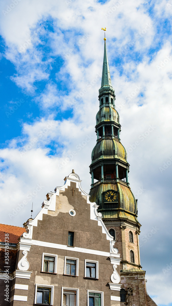 Obraz premium It's Chapel of the St. Peter's Church, in the Old Town of Riga. Riga's historical centre is a UNESCO World Heritage Site