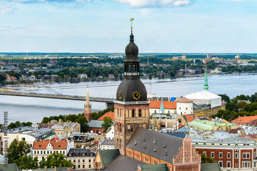 It's Panorama of the city of Riga, Latvia. View from the Saint Peter's church in Riga, Latvia