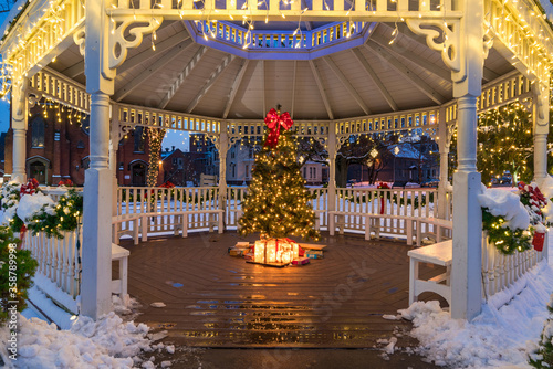 Holiday lights decorations in the town of Middletown, Connecticut photo