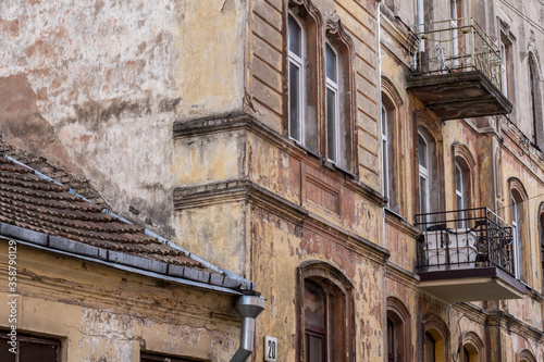 old house with crumbling plaster