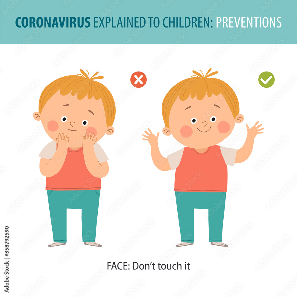 Don t touch your face school poster. Right and Wrong gestures. Prevention against Covid-19 and Infection. Hygiene Concept. Cartoon 10 hand drawn illustration isolated on white background. Don t touch your face school poster. Right and Wrong gestures. Prevention against Covid-19 and Infection. Hygiene Concept. Cartoon 10 hand drawn illustration isolated on white background.