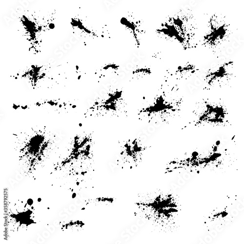 Set of black ink blots