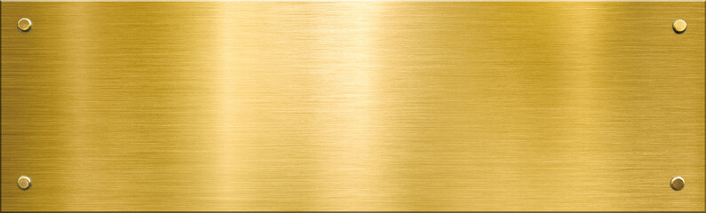 gold metal plaque or nameboard with rivets background
