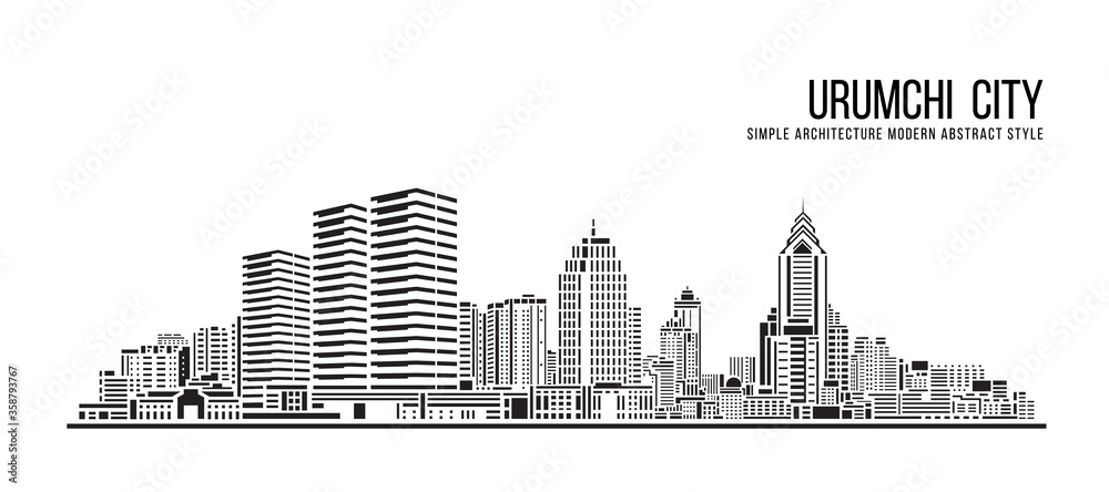 Cityscape Building Abstract Simple shape and modern style art Vector design -  Urumchi city