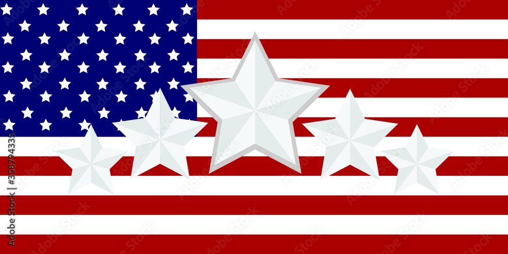 America flag celebration independence day .Colored flag Vector modern pattern with white star.