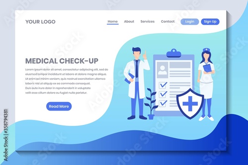 Modern flat medical check up landing page design
