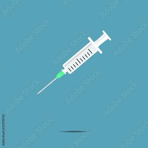 Injections and medicines Vaccine and syringe Vector icon illustration