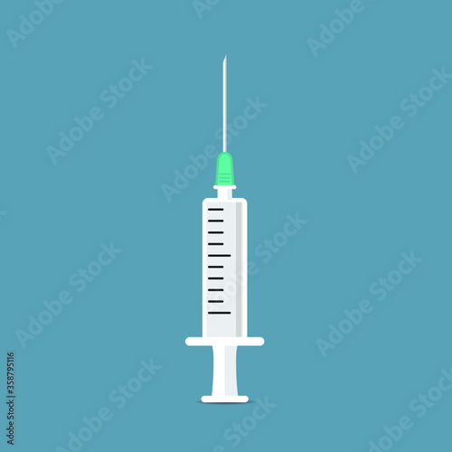 Injections and medicines Vaccine and syringe Vector icon illustration