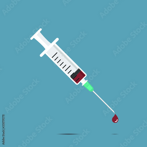 Injections and medicines Vaccine and syringe Vector icon illustration