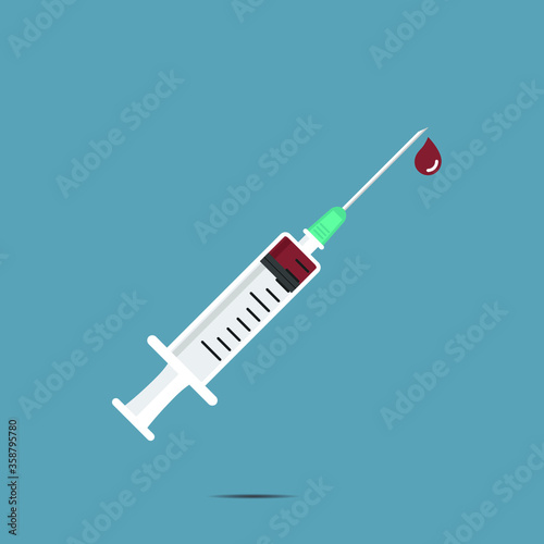 Injections and medicines Vaccine and syringe Vector icon illustration