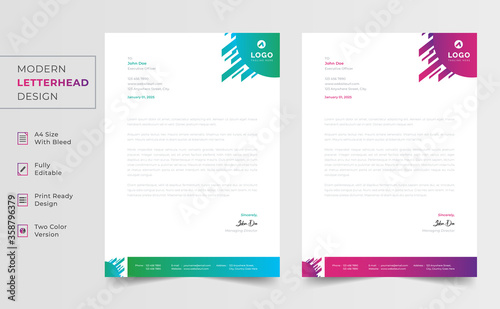 Modern Letterhead Design Template Editable Vector 