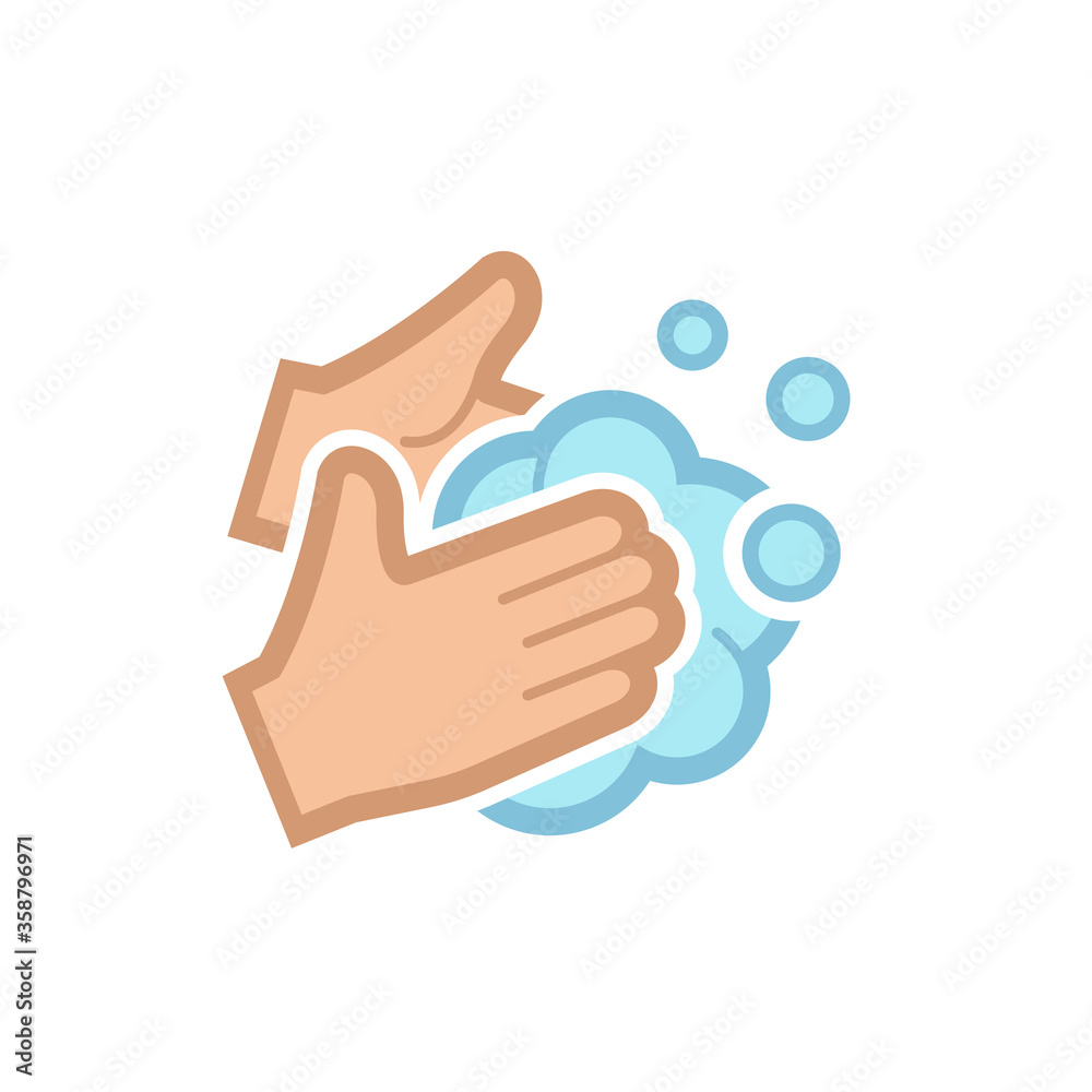 Wash your hands icon in color isolated on white. Vector illustration. Wash your hands icon in color isolated on white. Vector illustration.