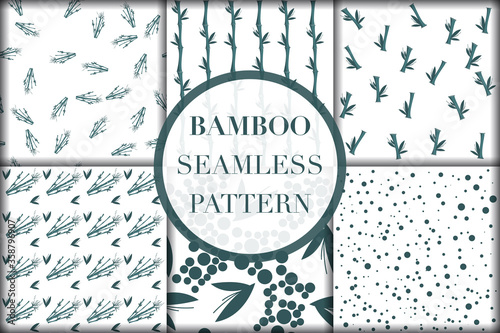 Seamless pattern.Beautifully shaped leaf graphic patterns on a white background.Vector unique bamboo texture.For printing on packaging, textiles, paper, manufacturing, wallpapers, scrapbooking