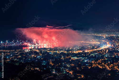 Firework in Cannes on the French Riviera © Stockbym