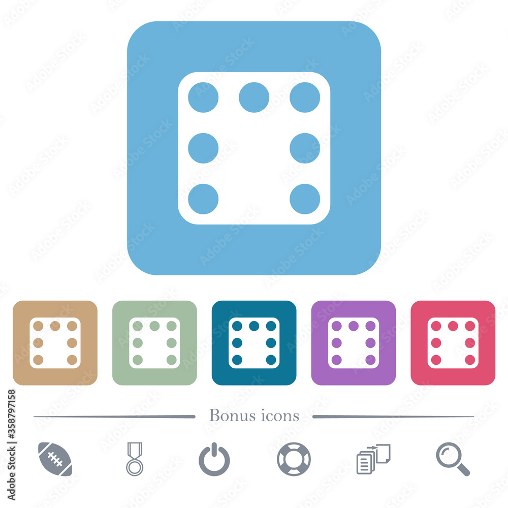 Domino seven flat icons on color rounded square backgrounds Domino seven flat icons on color rounded square backgrounds