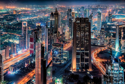 Canvas Print Dubai city in the evening