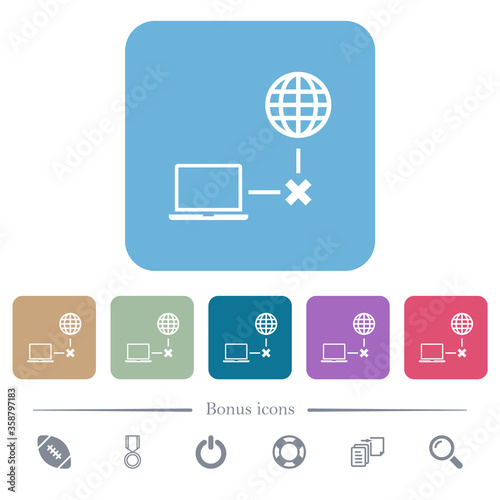 Offline laptop flat icons on color rounded square backgrounds