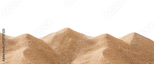 Panoramic pile sand dune isolated on white