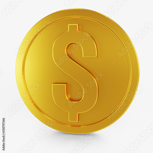 dollar icon gold color 3D currency symbols, currency icon front view