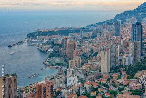 Monaco on the French Riviera in evening