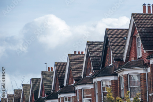 Typical row of British terraced houses