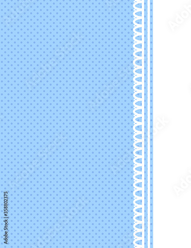 frame of lace on blue background with polka dots
