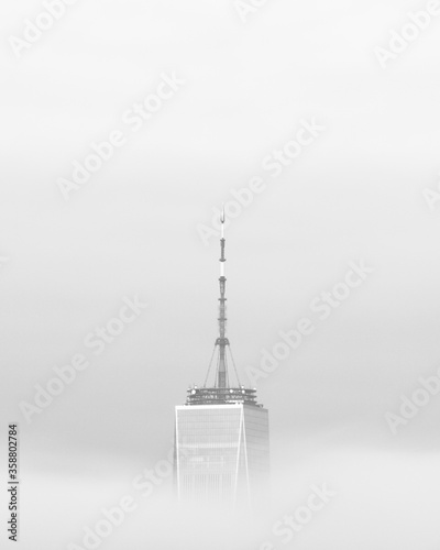 One world trade center in fog photo