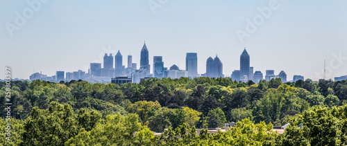 Stampa su tela Downtown Atlanta Skyline showing several prominent buildings and hotels under a