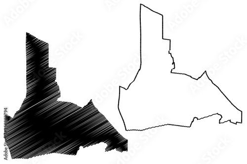 Wanica District (Surinam, Republic of Suriname) map vector illustration, scribble sketch Wanica map photo