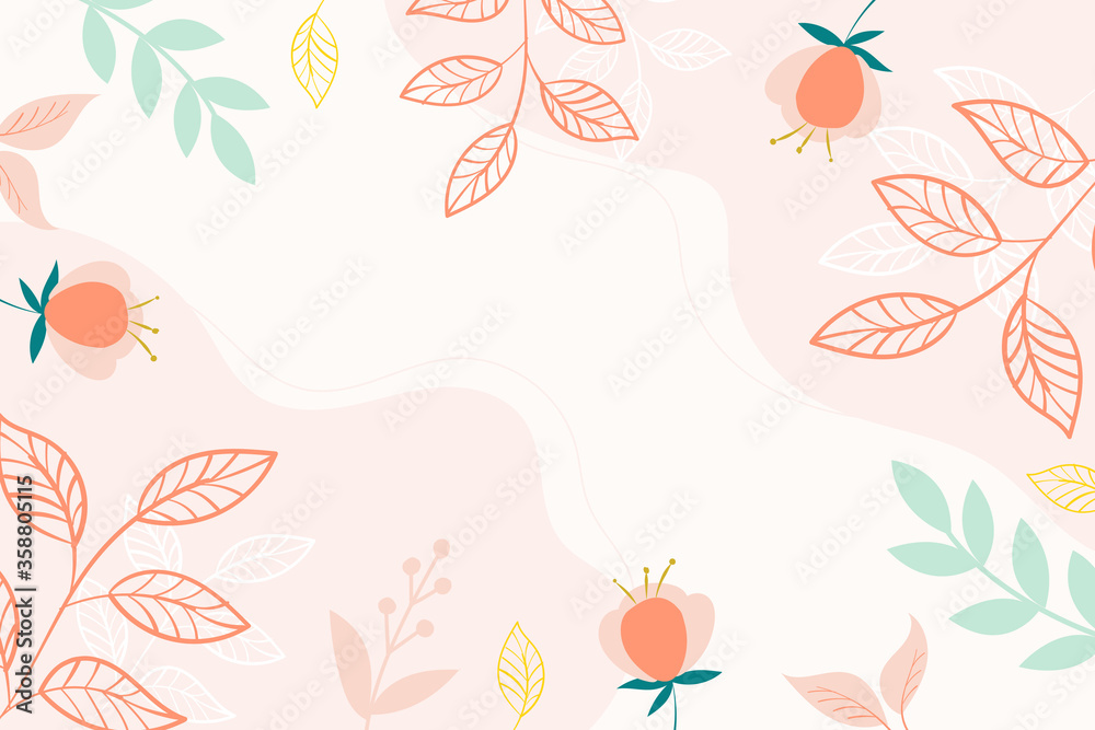 Modern botanical background design in pink colors with space for text.Floral banner template.