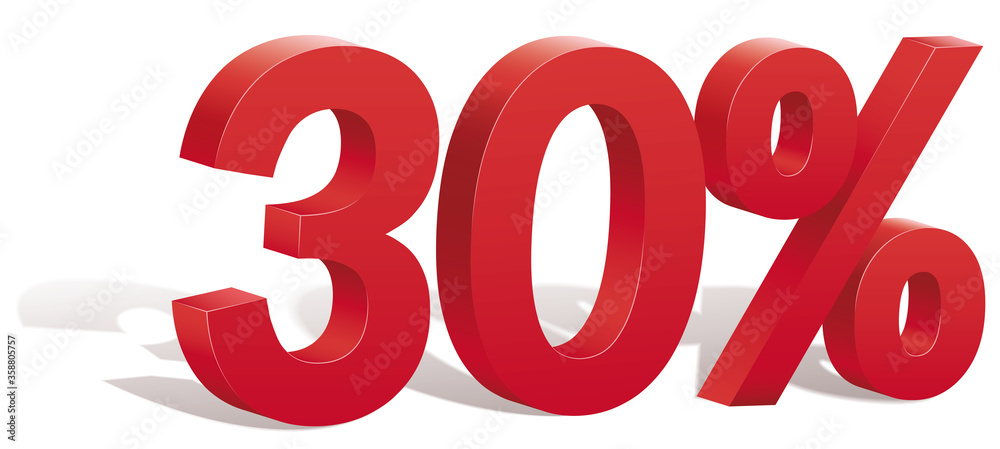 30 percent discount symbol with shadow. Poster to announce sales. The file contains opacity mask. 30 percent discount symbol with shadow. Poster to announce sales. The file contains opacity mask.