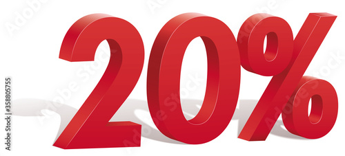 20 percent discount symbol with shadow. Poster to announce sales. The file contains opacity mask.