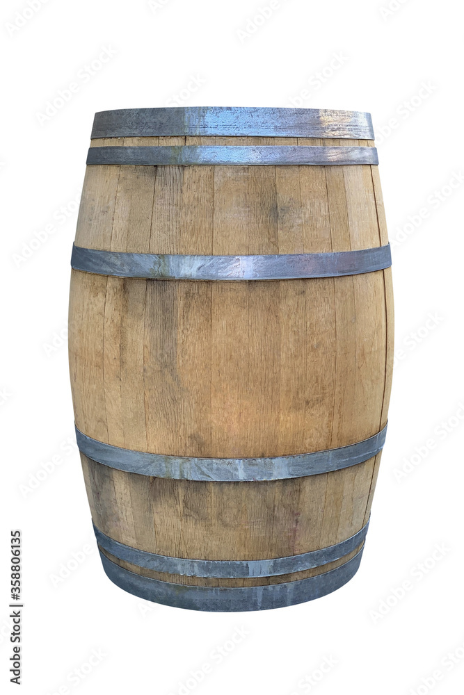 yellow wooden barrel isolated on white background yellow wooden barrel isolated on white background