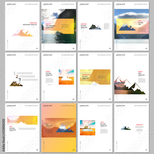 Creative brochure templates. Covers design templates for flyer, leaflet, brochure, report, presentation, magazine. Background for tourist camp, nature tourism, camping. Aadventure design concept.