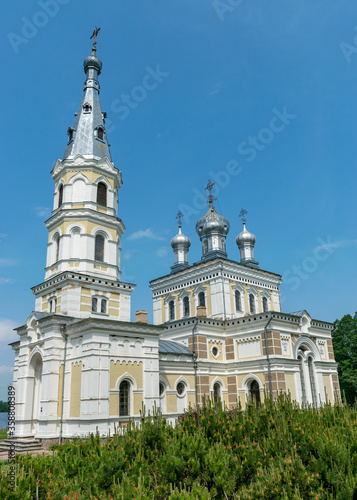 St. Alexander Nevsky Church in Stameriena, Latvia, on a sunny summer day.