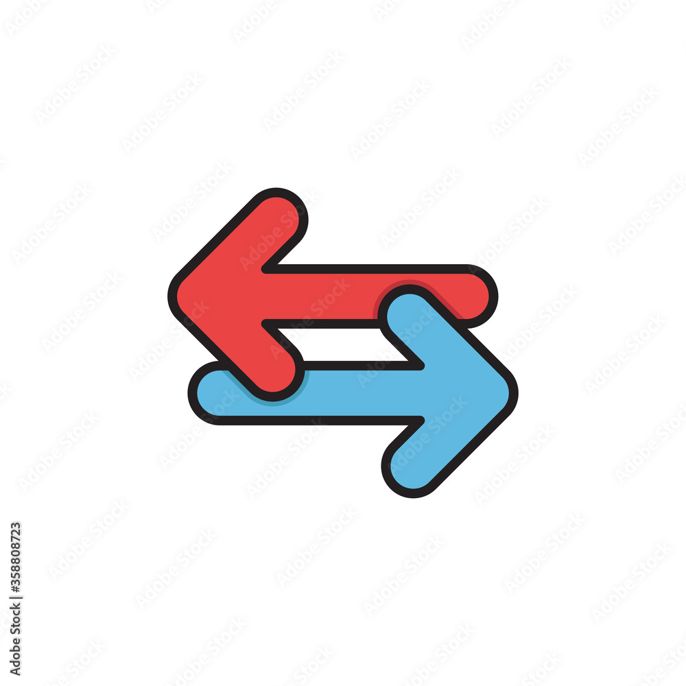 Left and right arrows vector icon symbol isolated on white background Left and right arrows vector icon symbol isolated on white background