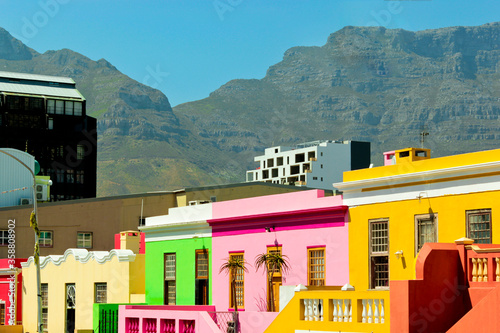 Bo-Kaap district with the Table Mountain National Park Panorama.